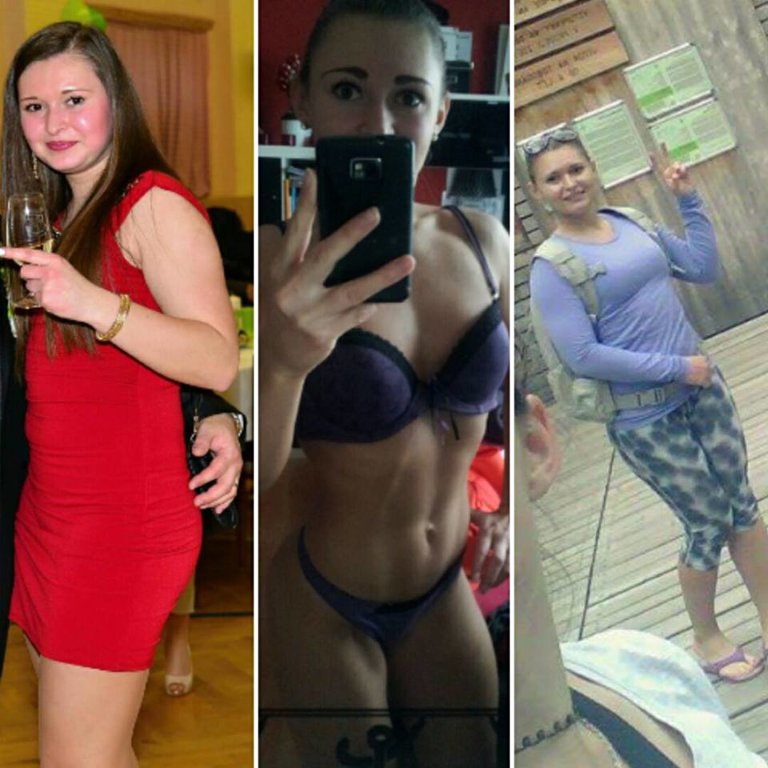žena s nadváhou s další fotkou po zhubnutí